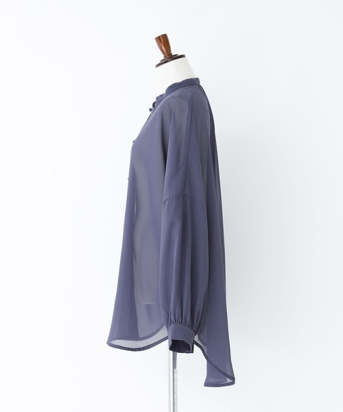 n'OrLABEL（ノアールレーベル）の「『シアーチャイナブラウス』（シャツ/ブラウス・レディース・パープル/ライトベージュ/ネイビー/グリーン/ベージュ/ダークネイビー/グレイッシュブルー・FREE）」の12枚目の写真