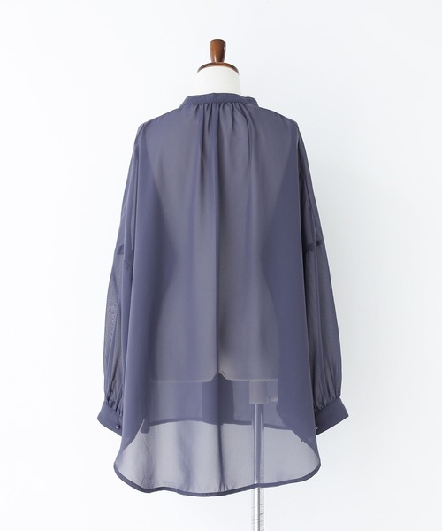 n'OrLABEL（ノアールレーベル）の「『シアーチャイナブラウス』（シャツ/ブラウス・レディース・パープル/ライトベージュ/ネイビー/グリーン/ベージュ/ダークネイビー/グレイッシュブルー・FREE）」の13枚目の写真