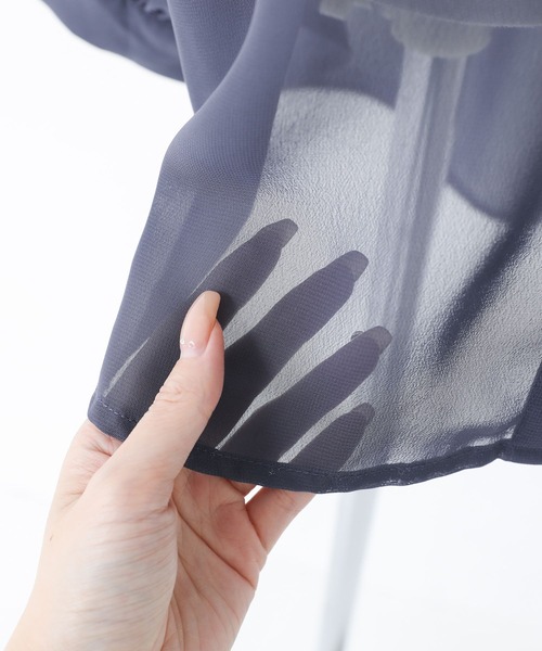 n'OrLABEL（ノアールレーベル）の「『シアーチャイナブラウス』（シャツ/ブラウス・レディース・パープル/ライトベージュ/ネイビー/グリーン/ベージュ/ダークネイビー/グレイッシュブルー・FREE）」の15枚目の写真