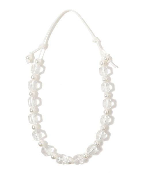 BEAMS BOY（ビームスボーイ）の「BEAMS BOY / スクエア パール 紐 ネックレス（ネックレス・レディース・ホワイト・ONE SIZE）」の2枚目の写真