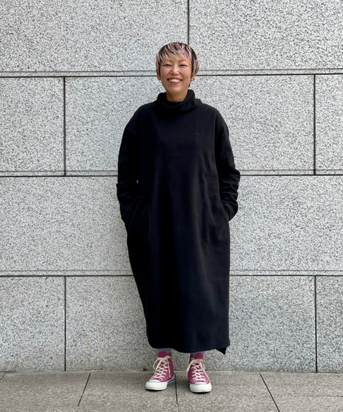 MANASTASH(マナスタッシュ)の「MANASTASH/マナスタッシュ W's FLEECE DRESS ウィメンズ フリースドレス ワンピース(ワンピース・レディース・ブラック/ミント/ピンク/ナチュラル・MEDIUM)」の2枚目の写真
