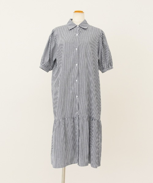 Social GIRL(ソーシャルガール)の「ティアードシャツワンピース(シャツワンピース・レディース・ブラック/オフホワイト/ストライプ/ベージュ・M)」の6枚目の写真