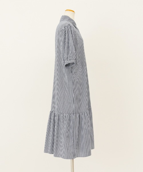 Social GIRL(ソーシャルガール)の「ティアードシャツワンピース(シャツワンピース・レディース・ブラック/オフホワイト/ストライプ/ベージュ・M)」の7枚目の写真