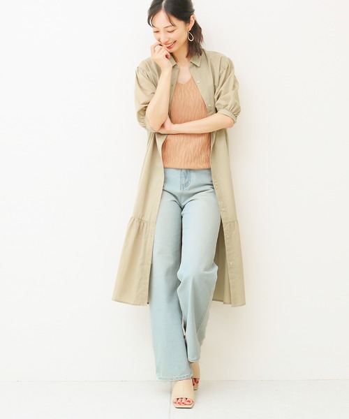 Social GIRL(ソーシャルガール)の「ティアードシャツワンピース(シャツワンピース・レディース・ブラック/オフホワイト/ストライプ/ベージュ・M)」の11枚目の写真