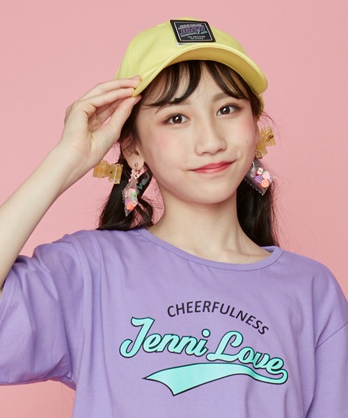 JENNI love(ジェニィラブ)の「Wワッペンキャップ(キャップ・キッズ・ブラック/イエロー/ラベンダー・54cm/56cm)」の1枚目の写真