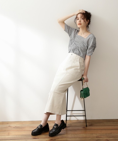 N.（N. Natural Beauty Basic）（エヌエヌナチュラルビューティーベーシック）の「◆シャーリングスクエアネックブラウス（シャツ/ブラウス・レディース・ブラック系その他/ピンク系その他・MEDIUM）」の5枚目の写真