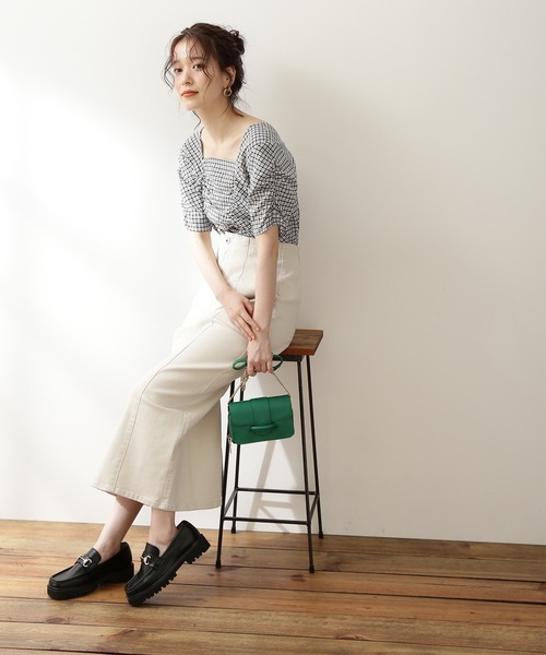 N.（N. Natural Beauty Basic）（エヌエヌナチュラルビューティーベーシック）の「◆シャーリングスクエアネックブラウス（シャツ/ブラウス・レディース・ブラック系その他/ピンク系その他・MEDIUM）」の4枚目の写真