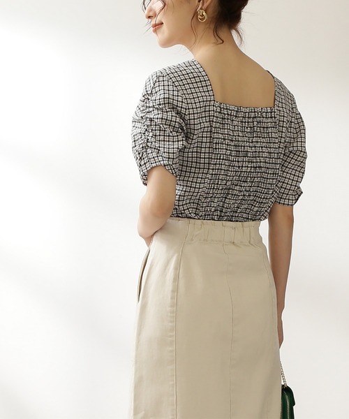 N.（N. Natural Beauty Basic）（エヌエヌナチュラルビューティーベーシック）の「◆シャーリングスクエアネックブラウス（シャツ/ブラウス・レディース・ブラック系その他/ピンク系その他・MEDIUM）」の10枚目の写真