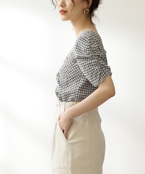 N.（N. Natural Beauty Basic）（エヌエヌナチュラルビューティーベーシック）の「◆シャーリングスクエアネックブラウス（シャツ/ブラウス・レディース・ブラック系その他/ピンク系その他・MEDIUM）」の9枚目の写真