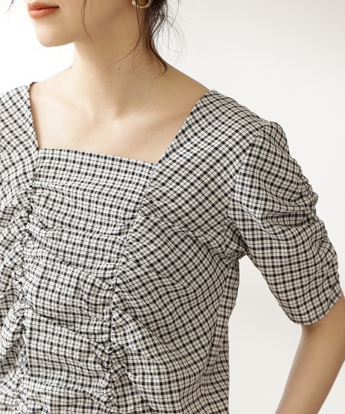 N.（N. Natural Beauty Basic）（エヌエヌナチュラルビューティーベーシック）の「◆シャーリングスクエアネックブラウス（シャツ/ブラウス・レディース・ブラック系その他/ピンク系その他・MEDIUM）」の11枚目の写真