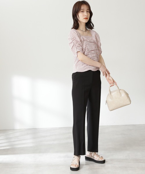 N.（N. Natural Beauty Basic）（エヌエヌナチュラルビューティーベーシック）の「◆シャーリングスクエアネックブラウス（シャツ/ブラウス・レディース・ブラック系その他/ピンク系その他・MEDIUM）」の7枚目の写真