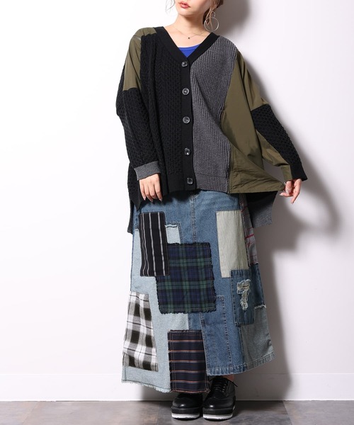 osharewalker（オシャレウォーカー）の「【廃盤】『パッチワークデニムスカート』（デニムスカート・レディース・ブルー・1/2）」の10枚目の写真