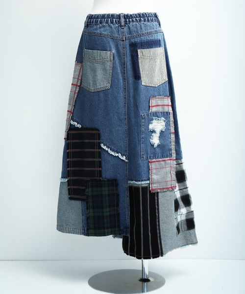 osharewalker（オシャレウォーカー）の「【廃盤】『パッチワークデニムスカート』（デニムスカート・レディース・ブルー・1/2）」の8枚目の写真