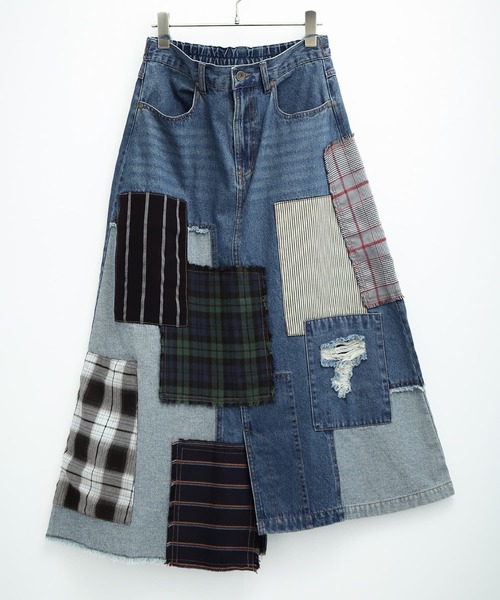 osharewalker（オシャレウォーカー）の「【廃盤】『パッチワークデニムスカート』（デニムスカート・レディース・ブルー・1/2）」の19枚目の写真