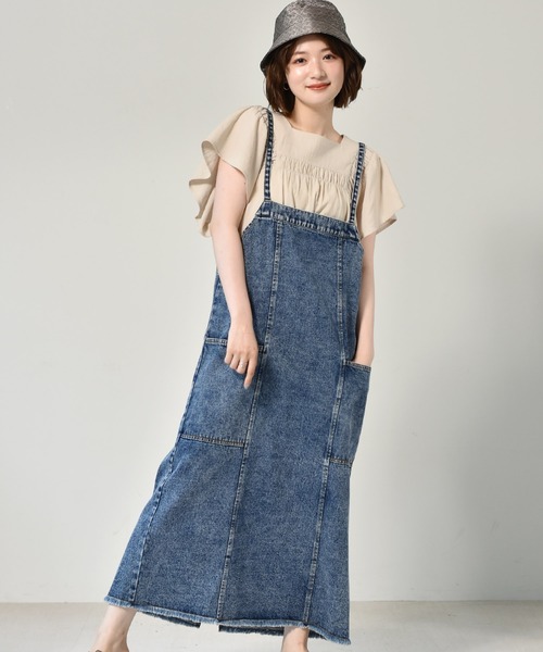 RETRO GIRL(レトロガール)の「デニムJSK(ジャンパースカート・レディース・オフホワイト/ダークブルー/ブラック・FREE)」の3枚目の写真