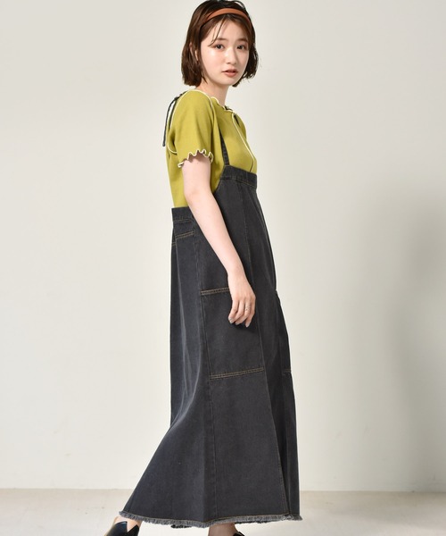 RETRO GIRL(レトロガール)の「デニムJSK(ジャンパースカート・レディース・オフホワイト/ダークブルー/ブラック・FREE)」の14枚目の写真