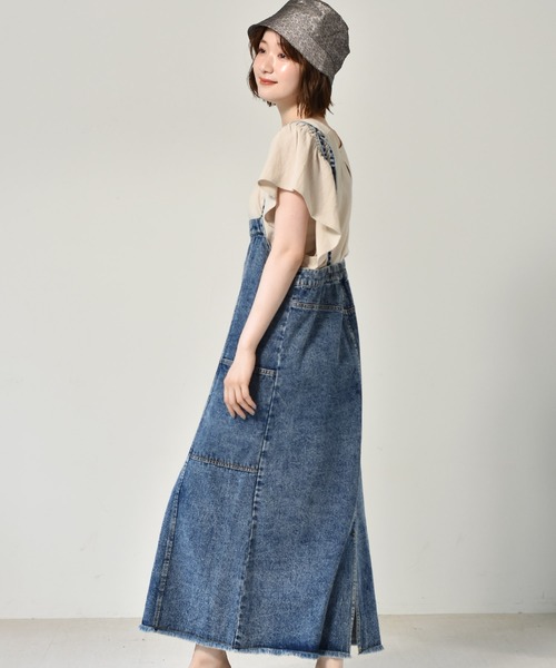 RETRO GIRL(レトロガール)の「デニムJSK(ジャンパースカート・レディース・オフホワイト/ダークブルー/ブラック・FREE)」の9枚目の写真