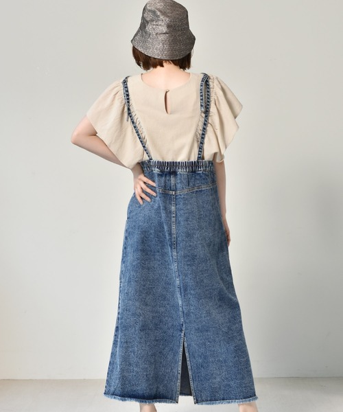 RETRO GIRL(レトロガール)の「デニムJSK(ジャンパースカート・レディース・オフホワイト/ダークブルー/ブラック・FREE)」の7枚目の写真
