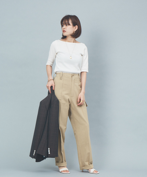 Rouge vif（ルージュヴィフ）の「2WAYサーマルプルオーバー（Tシャツ/カットソー・レディース・オフホワイト/ブラック/ブラウン・フリー）」の4枚目の写真