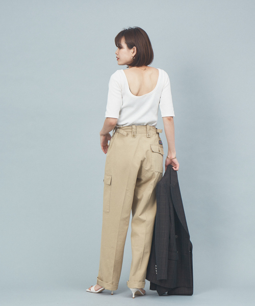 Rouge vif（ルージュヴィフ）の「2WAYサーマルプルオーバー（Tシャツ/カットソー・レディース・オフホワイト/ブラック/ブラウン・フリー）」の7枚目の写真