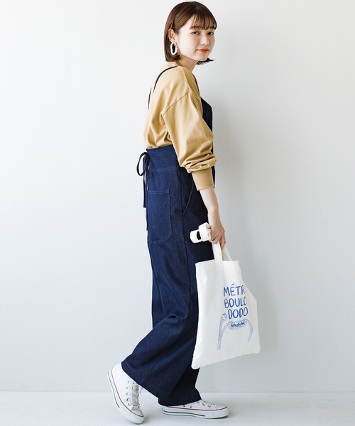 haco!（ハコ）の「あした晴れたら朝から出かけよう 雨が降ったら夜まで映画見ていよう あなたと過ごす毎日はたのしい どんな日にも寄り添うデニムサロペットパンツ by you made me（サロペット/オーバーオール・レディース・インディゴブルー・1/2）」の15枚目の写真