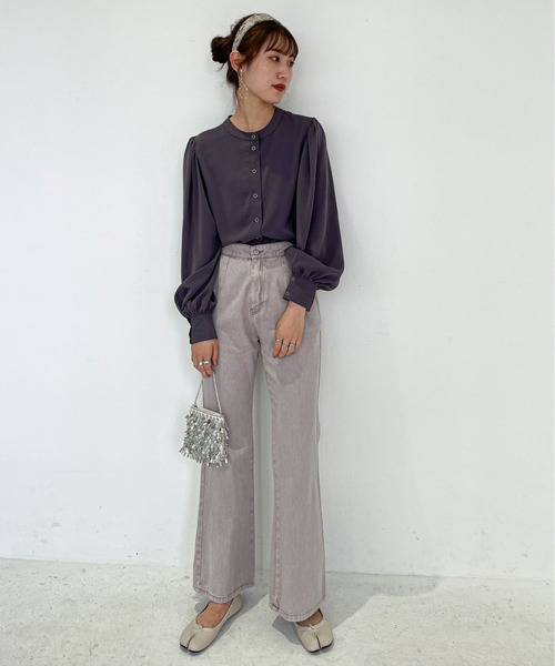 EPIMI E'PIMMY（エピミエピミー）の「ヴィンテージサテンボリュームブラウス（シャツ/ブラウス・レディース・オフホワイト/チャコールグレー/マスタード・MEDIUM）」の11枚目の写真