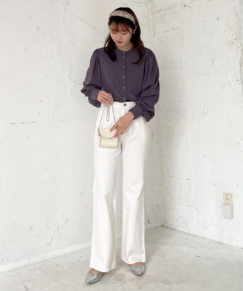 EPIMI E'PIMMY（エピミエピミー）の「ヴィンテージサテンボリュームブラウス（シャツ/ブラウス・レディース・オフホワイト/チャコールグレー/マスタード・MEDIUM）」の10枚目の写真