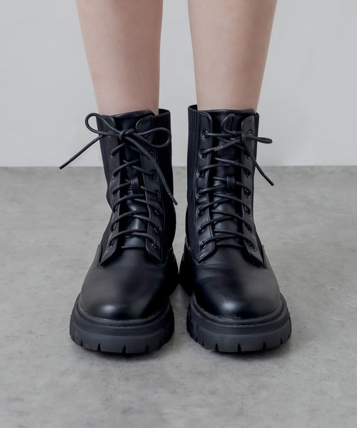 RASVOA（ラスボア）の「レースアップ切替ボリュームソールブーツ（ブーツ・レディース・ブラック・M/L）」の10枚目の写真