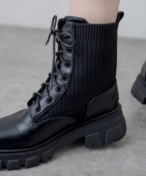 RASVOA（ラスボア）の「レースアップ切替ボリュームソールブーツ（ブーツ・レディース・ブラック・M/L）」の13枚目の写真