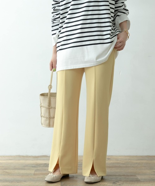 【新品タグ付】F by ROSSO撥水ストレッチスリットパンツ　黒　サイズ38 F by ROSSO（エフバイロッソ）の「F by ROSSO ストレッチ