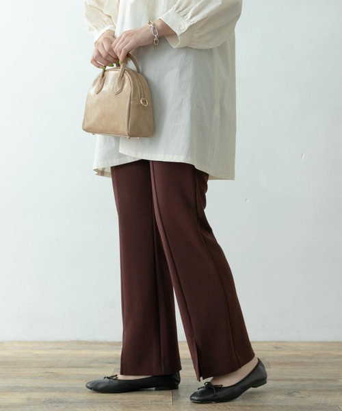 【新品タグ付】F by ROSSO撥水ストレッチスリットパンツ　黒　サイズ38 F by ROSSO（エフバイロッソ）の「F by ROSSO ストレッチ
