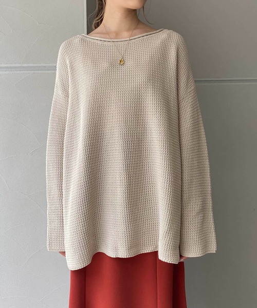 CAPRICIEUX LE'MAGE（カプリシューレマージュ）の「コットンワッフルニット（ニット/セーター・レディース・アイボリー/チャコールグレー・FREE）」の10枚目の写真