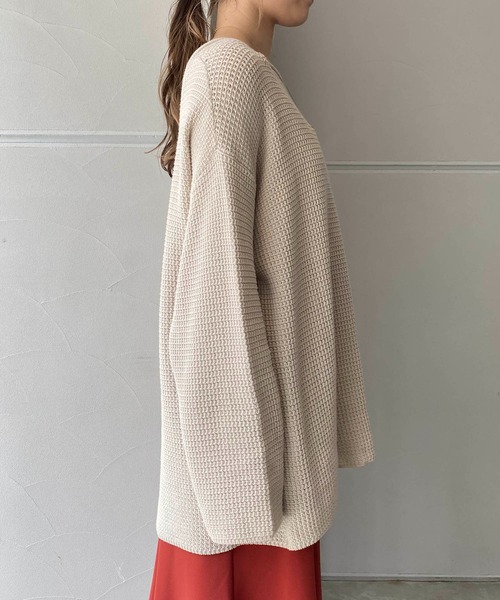 CAPRICIEUX LE'MAGE（カプリシューレマージュ）の「コットンワッフルニット（ニット/セーター・レディース・アイボリー/チャコールグレー・FREE）」の14枚目の写真