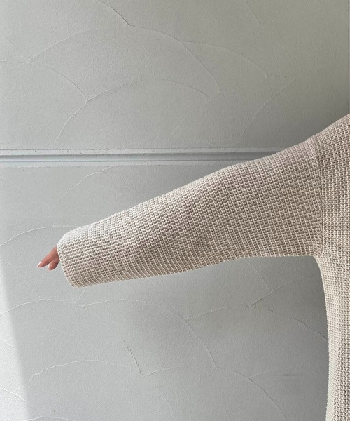 CAPRICIEUX LE'MAGE（カプリシューレマージュ）の「コットンワッフルニット（ニット/セーター・レディース・アイボリー/チャコールグレー・FREE）」の11枚目の写真