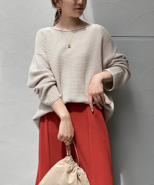 CAPRICIEUX LE'MAGE（カプリシューレマージュ）の「コットンワッフルニット（ニット/セーター・レディース・アイボリー/チャコールグレー・FREE）」の7枚目の写真