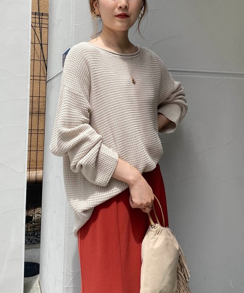 CAPRICIEUX LE'MAGE（カプリシューレマージュ）の「コットンワッフルニット（ニット/セーター・レディース・アイボリー/チャコールグレー・FREE）」の22枚目の写真