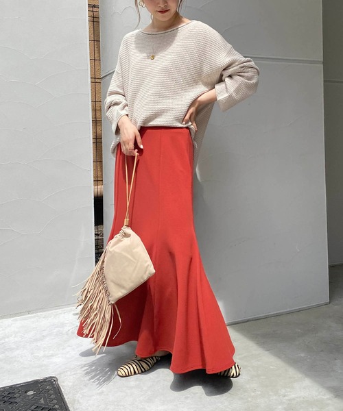 CAPRICIEUX LE'MAGE（カプリシューレマージュ）の「コットンワッフルニット（ニット/セーター・レディース・アイボリー/チャコールグレー・FREE）」の4枚目の写真