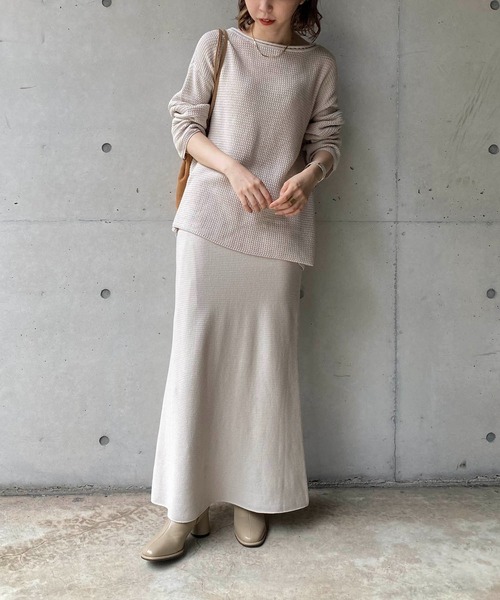 CAPRICIEUX LE'MAGE（カプリシューレマージュ）の「コットンワッフルニット（ニット/セーター・レディース・アイボリー/チャコールグレー・FREE）」の8枚目の写真