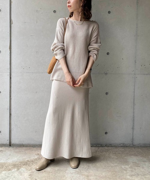 CAPRICIEUX LE'MAGE（カプリシューレマージュ）の「コットンワッフルニット（ニット/セーター・レディース・アイボリー/チャコールグレー・FREE）」の20枚目の写真