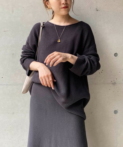 CAPRICIEUX LE'MAGE（カプリシューレマージュ）の「コットンワッフルニット（ニット/セーター・レディース・アイボリー/チャコールグレー・FREE）」の13枚目の写真