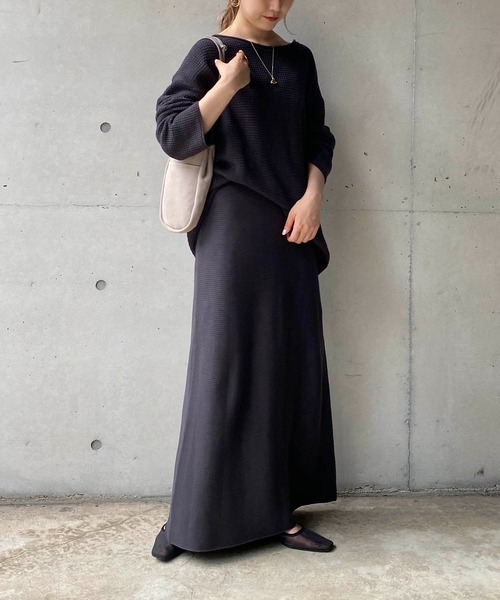 CAPRICIEUX LE'MAGE（カプリシューレマージュ）の「コットンワッフルニット（ニット/セーター・レディース・アイボリー/チャコールグレー・FREE）」の9枚目の写真