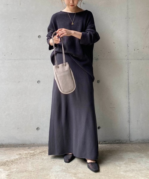 CAPRICIEUX LE'MAGE（カプリシューレマージュ）の「コットンワッフルニット（ニット/セーター・レディース・アイボリー/チャコールグレー・FREE）」の21枚目の写真