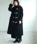 ユニ yuni super100 Wool ロングダッフルコート ブラック yuni（ユニ ）の「【WEB限定】super100 Wool ロングダッフル