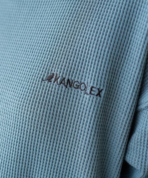 KANGOL EXTRA COMFORT（カンゴールエクストラコンフォート）の「バイカラー(配色)ステッチ　ワッフルラウンドヘムロンT（Tシャツ/カットソー・レディース・ブラック/ベージュ/ブルーグレー/モカ・LL/M/L）」の12枚目の写真