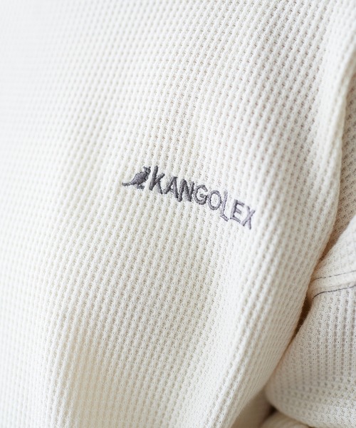 KANGOL EXTRA COMFORT（カンゴールエクストラコンフォート）の「バイカラー(配色)ステッチ　ワッフルラウンドヘムロンT（Tシャツ/カットソー・レディース・ブラック/ベージュ/ブルーグレー/モカ・LL/M/L）」の21枚目の写真