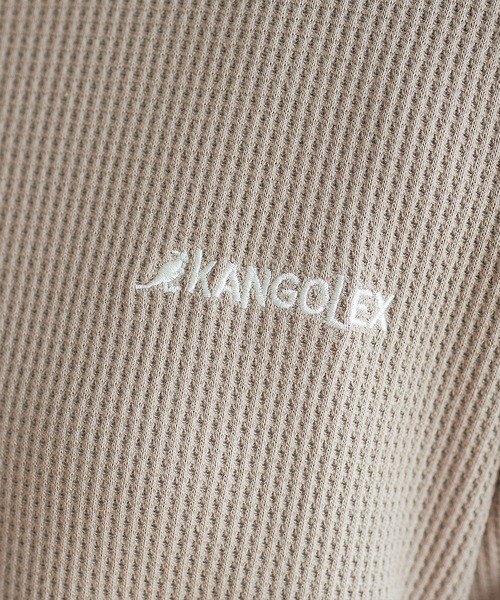 KANGOL EXTRA COMFORT（カンゴールエクストラコンフォート）の「バイカラー(配色)ステッチ　ワッフルラウンドヘムロンT（Tシャツ/カットソー・レディース・ブラック/ベージュ/ブルーグレー/モカ・LL/M/L）」の17枚目の写真
