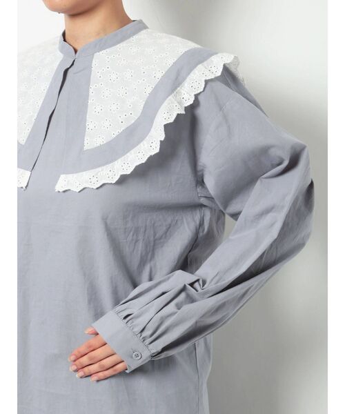 merry jenny（メリージェニー）の「レースコンビbigカラーブラウス（シャツ/ブラウス・レディース・オフホワイト/グレー/ブラック・FREE）」の6枚目の写真