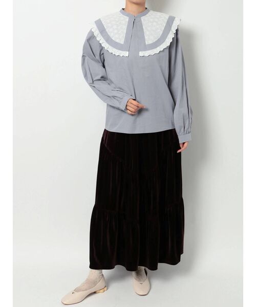 merry jenny（メリージェニー）の「レースコンビbigカラーブラウス（シャツ/ブラウス・レディース・オフホワイト/グレー/ブラック・FREE）」の8枚目の写真