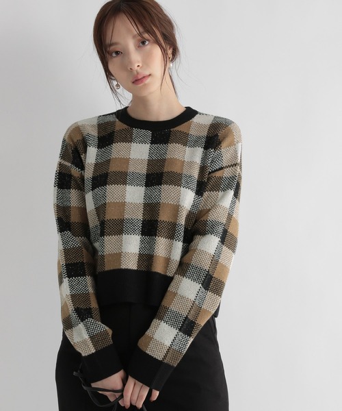 Andemiu（アンデミュウ）の「チェックジャカードニット227901（ニット/セーター・レディース・ブルー/ボルドー/ブラック・FREE）」の17枚目の写真