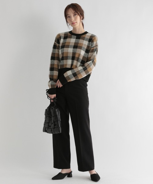 Andemiu（アンデミュウ）の「チェックジャカードニット227901（ニット/セーター・レディース・ブルー/ボルドー/ブラック・FREE）」の21枚目の写真